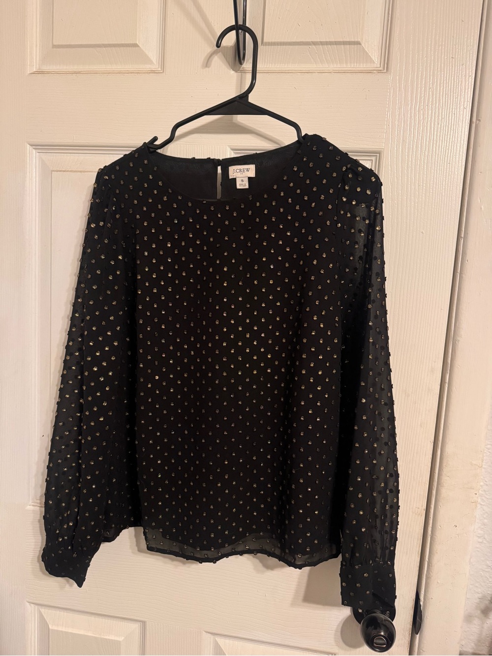 J Crew Gold Clip Dot Blouse